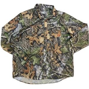 Under Armour‎ HeatGear Button Up Shirt Mens XL Camouflage Mossy Oak Vented LS